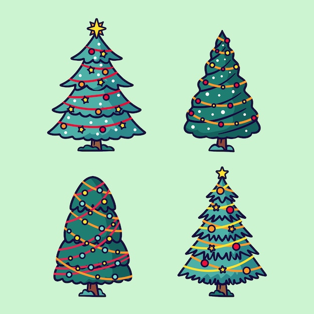 Hand drawn christmas trees collection