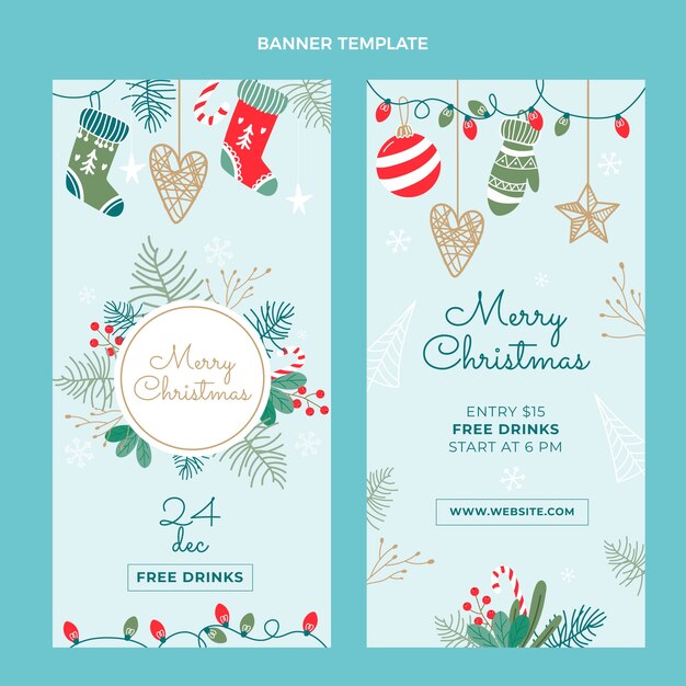 Hand drawn christmas vertical banners set