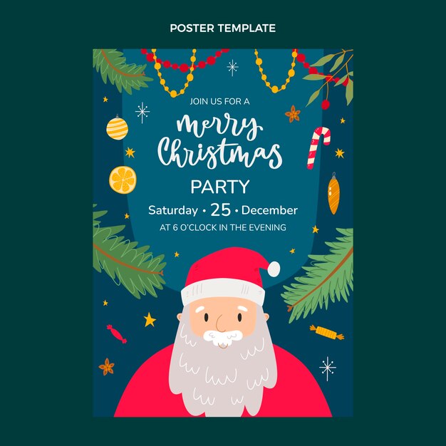 Hand drawn christmas vertical poster template