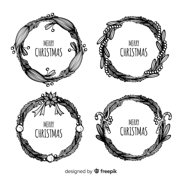 Free Vector hand drawn christmas wreath collection