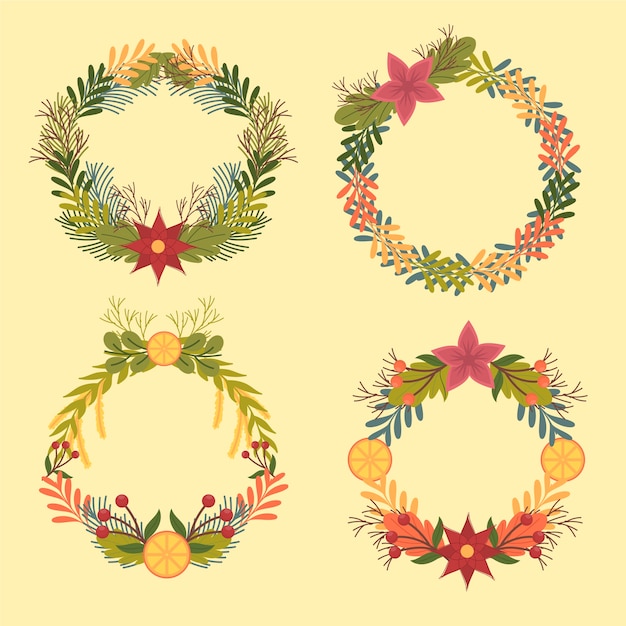 Hand drawn christmas wreath collection