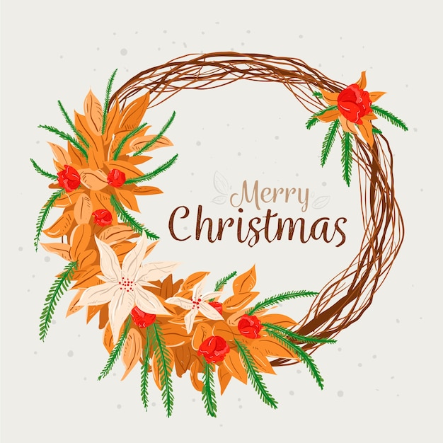 Hand drawn christmas wreath concept