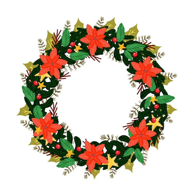 Hand drawn christmas wreath concept