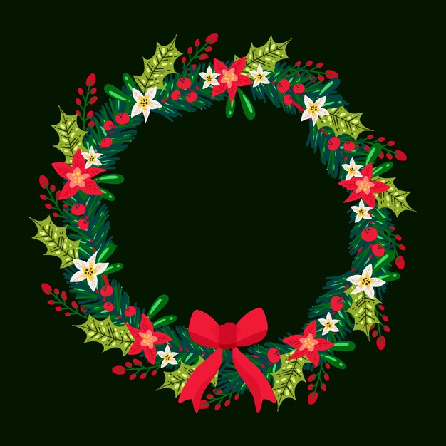 Hand drawn christmas wreath illustration