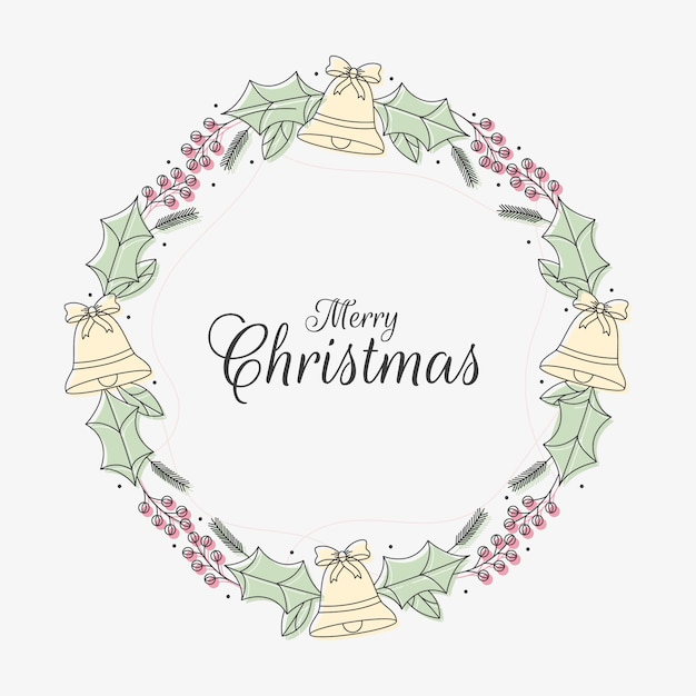 Hand drawn christmas wreath