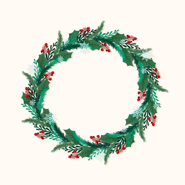 Hand drawn christmas wreath