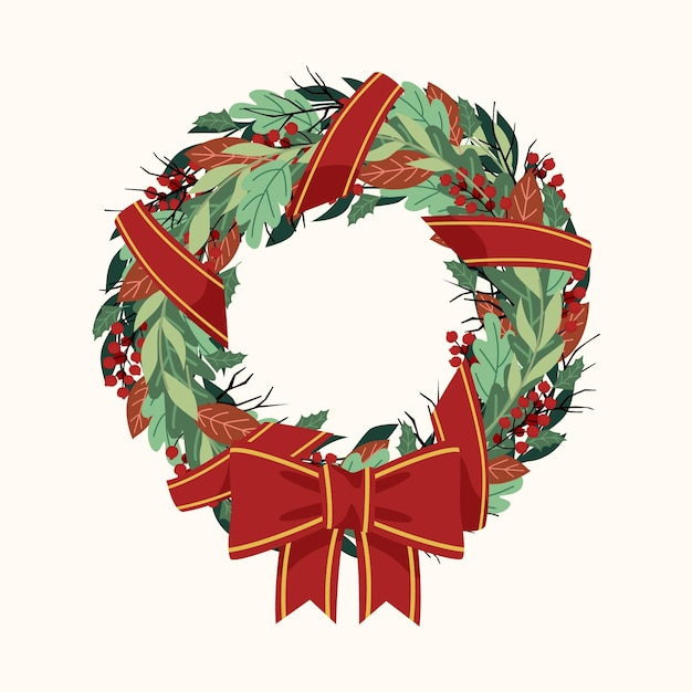 Hand drawn christmas wreath