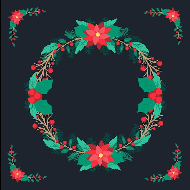 Hand drawn christmas wreath