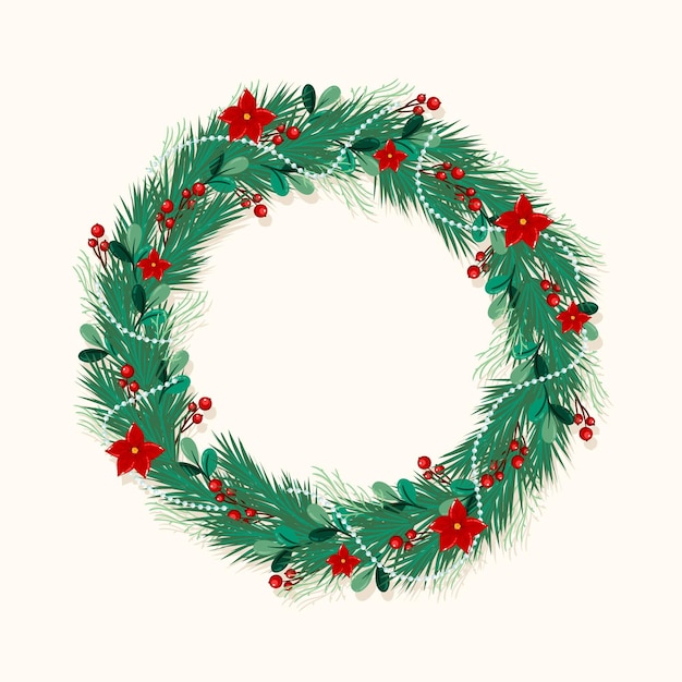 Free vector hand drawn christmas wreath