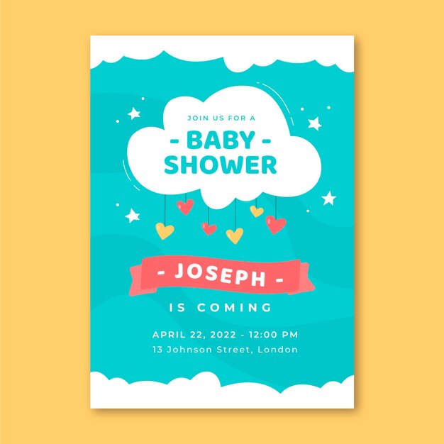 Hand drawn chuva de amor baby shower invitation template