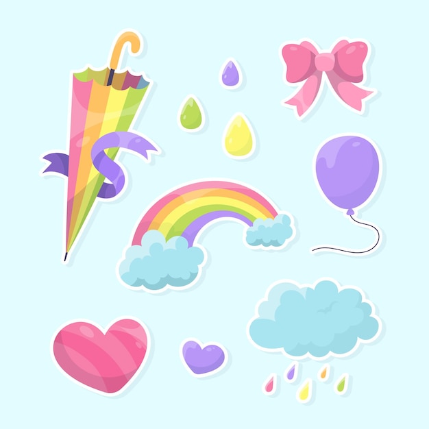 Free Vector hand drawn chuva de amor decoration element set