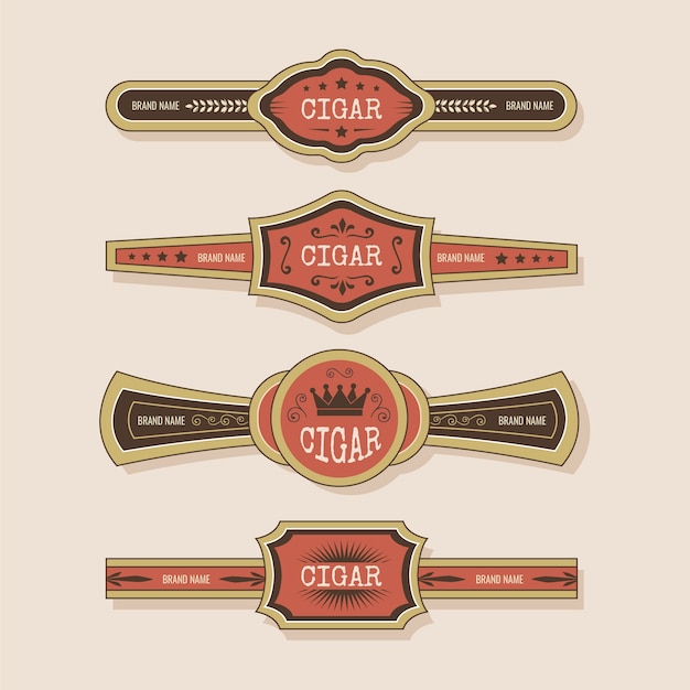 Free Vector hand drawn cigar label collection