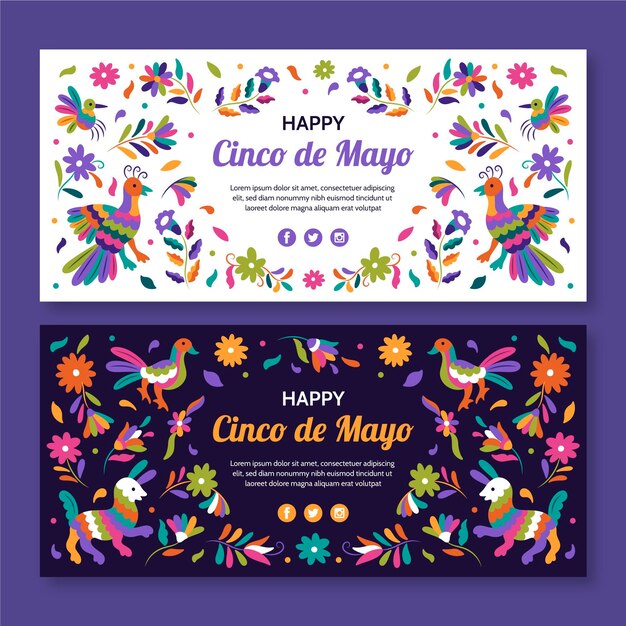 Free Vector hand drawn cinco de mayo banner set