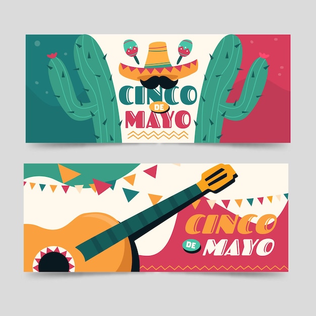 Free Vector hand drawn cinco de mayo banners set