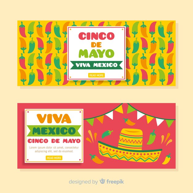 Hand drawn cinco de mayo banners