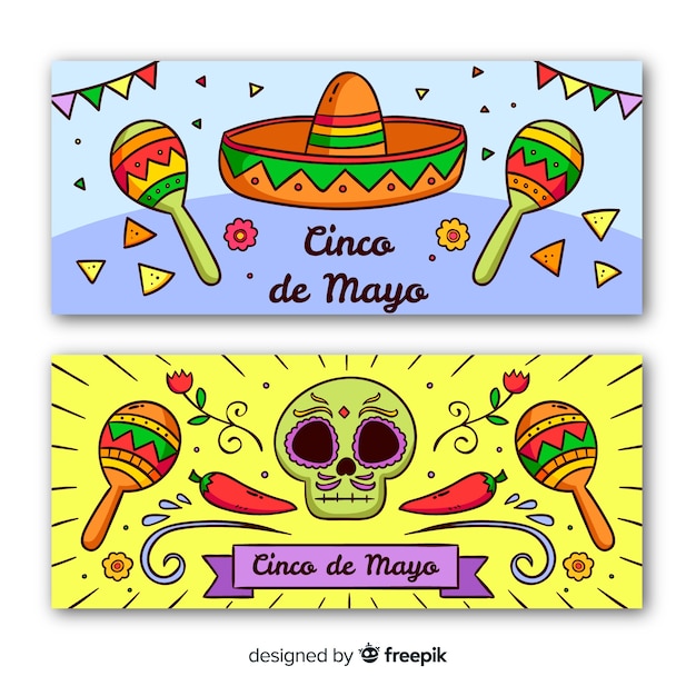 Hand drawn cinco de mayo banners