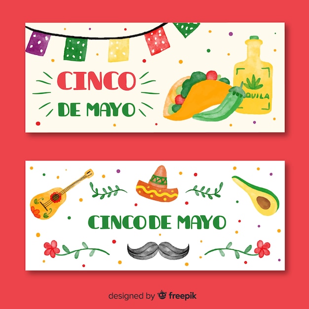 Free Vector hand drawn cinco de mayo banners