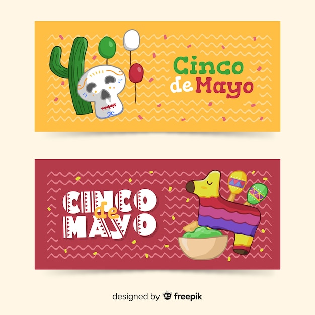 Hand drawn cinco de mayo banners