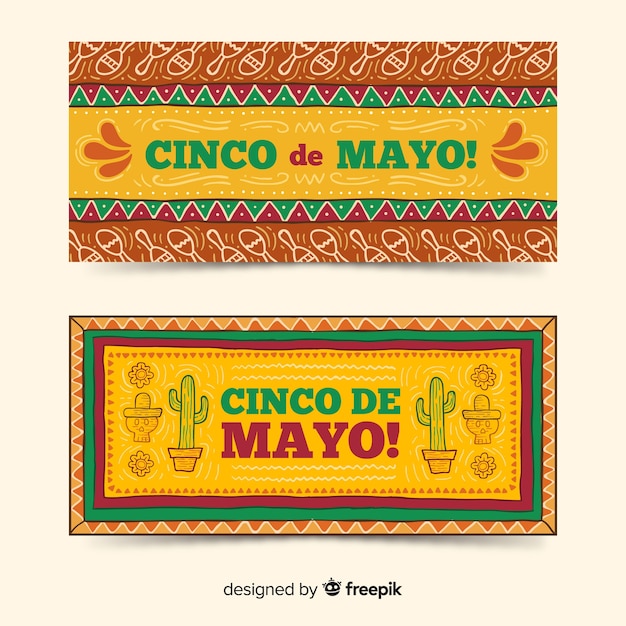 Hand drawn cinco de mayo banners