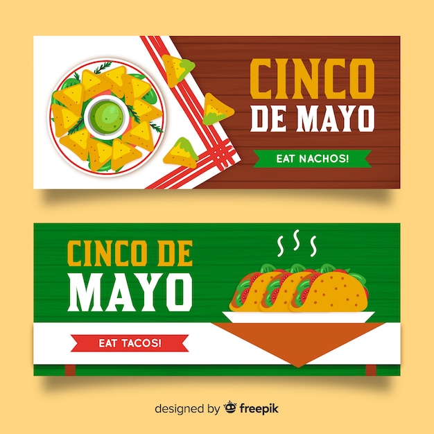 Hand drawn cinco de mayo banners