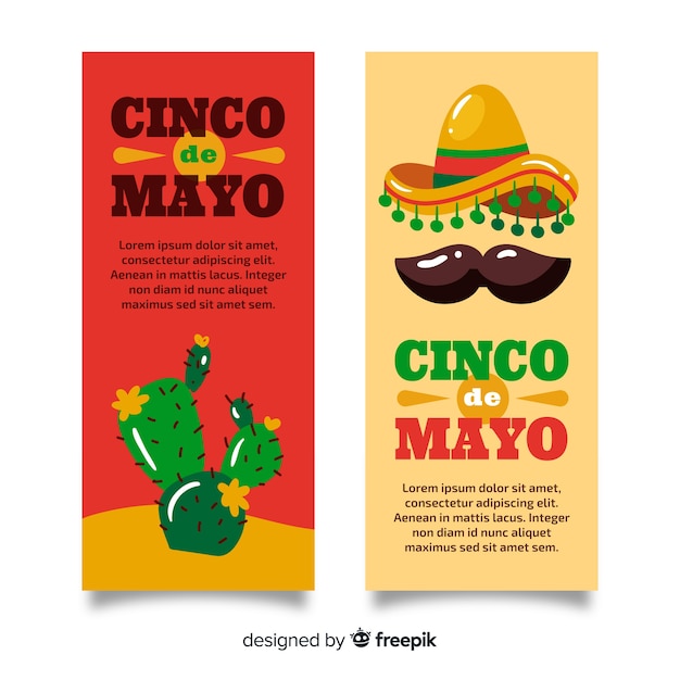 Hand drawn cinco de mayo banners