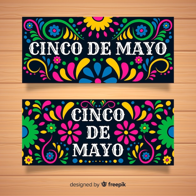 Hand drawn cinco de mayo banners