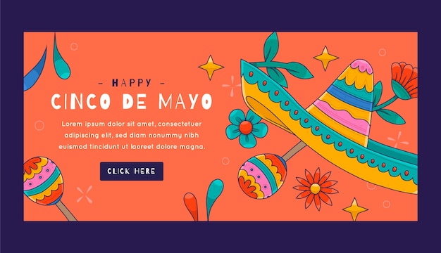 Free vector hand drawn cinco de mayo horizontal banner template