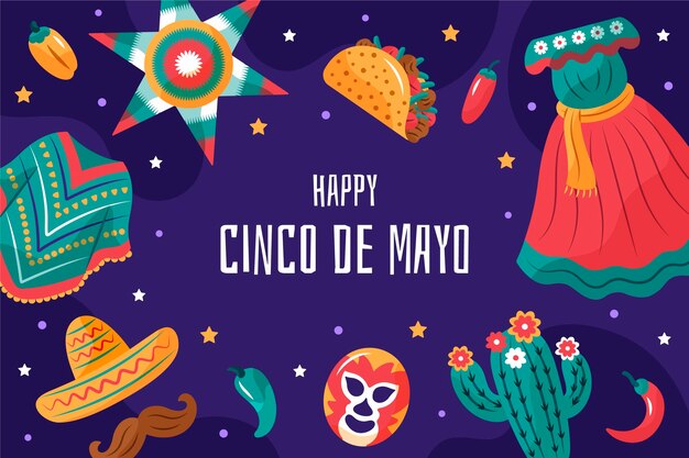 Hand drawn cinco de mayo mexican background