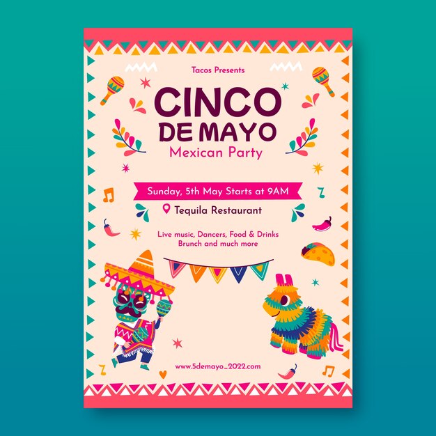 Hand drawn cinco de mayo vertical poster template