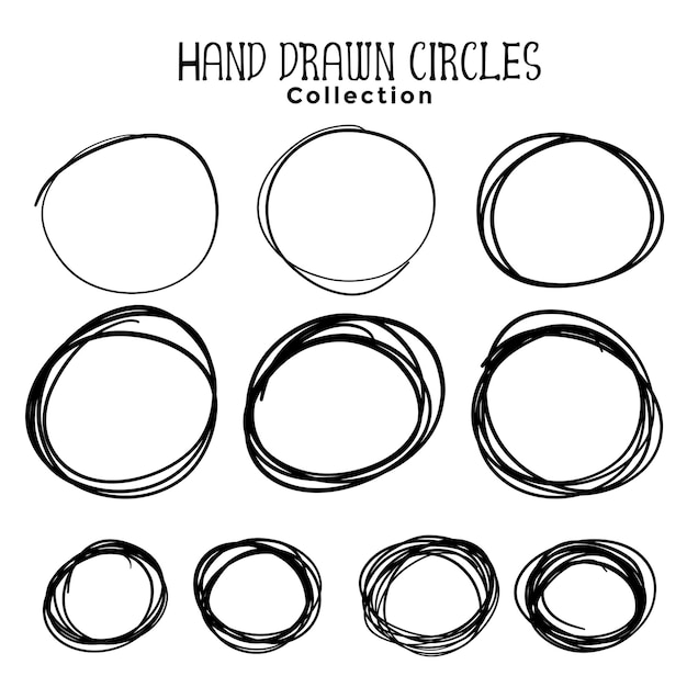 Hand drawn circle scribbles set of ten