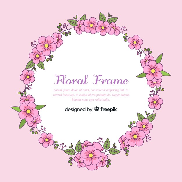 Hand drawn circled flower frame background