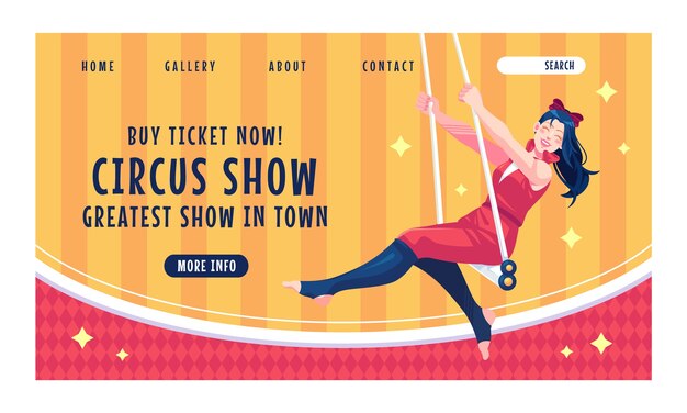 Hand drawn circus fun landing page template