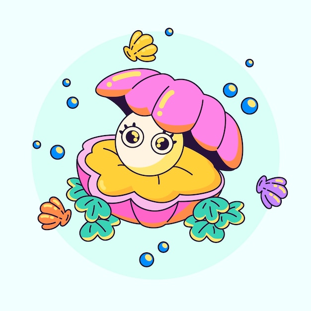 Free Vector hand drawn clam  cartoon illustration