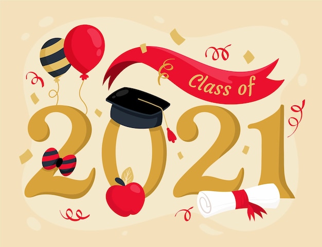 Free Vector hand drawn class of 2021 illustration