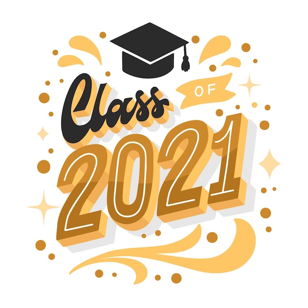 Free Vector hand drawn class of 2021 lettering