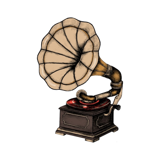 Free vector hand drawn classic phonograph