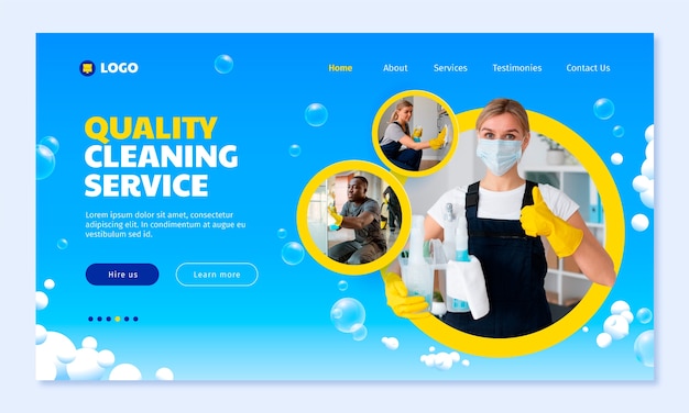 Free Vector hand drawn cleaning service landing page template