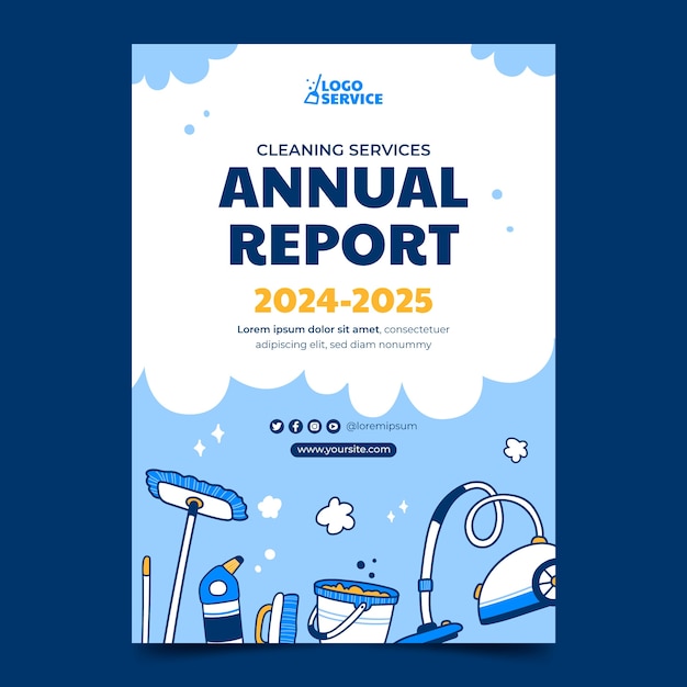 Hand drawn cleaning services annual report