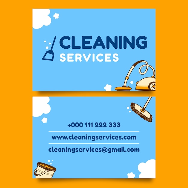 Free vector hand drawn cleaning services business card template