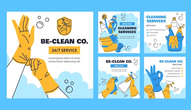 Free Vector hand drawn cleaning services instagram post