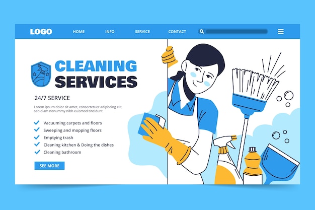 Free Vector hand drawn cleaning services landing page