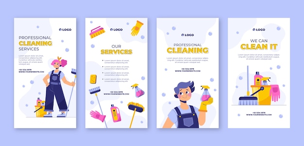 Hand drawn cleaning services template