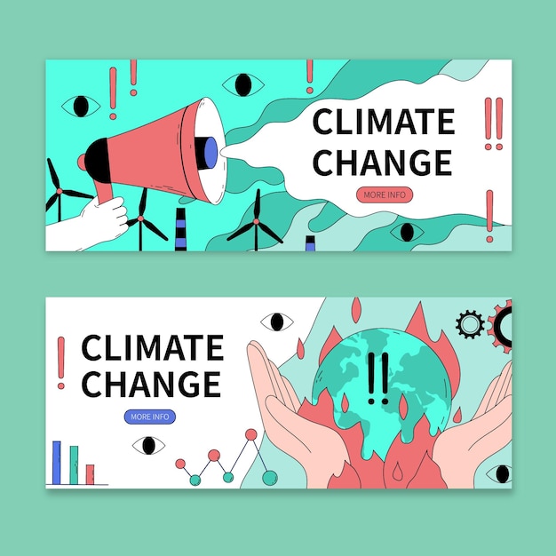 Free vector hand drawn climate change banners