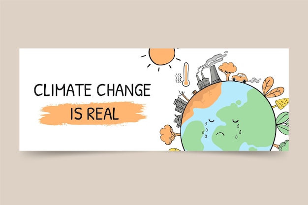 Free Vector hand drawn climate change facebook cover