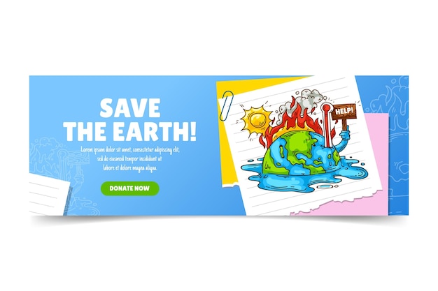 Free Vector hand drawn climate change facebook cover