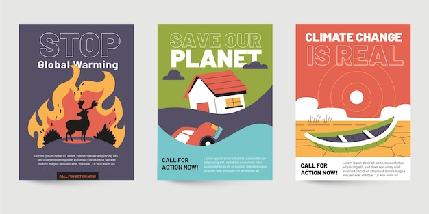 Free vector hand drawn climate change flyers