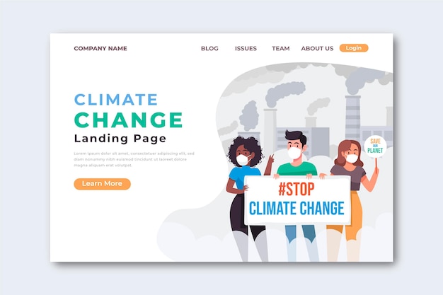 Free Vector hand drawn climate change landing page template