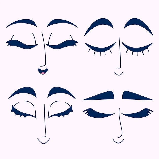 Free Vector hand drawn closed eyes cartoon illustration