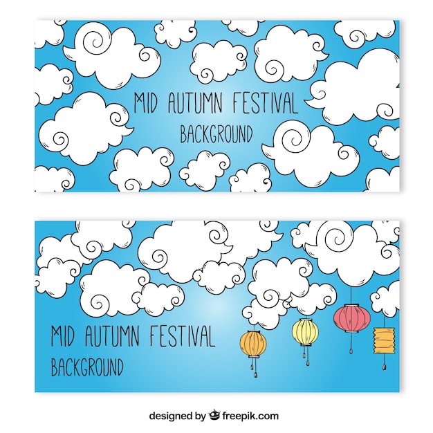 Free Vector hand drawn cloud banners 