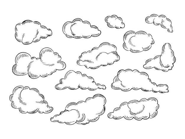 Free Vector hand drawn cloud design doodle style set